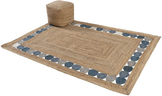Mumbai Covor Rectangular din iută Natural, Navy