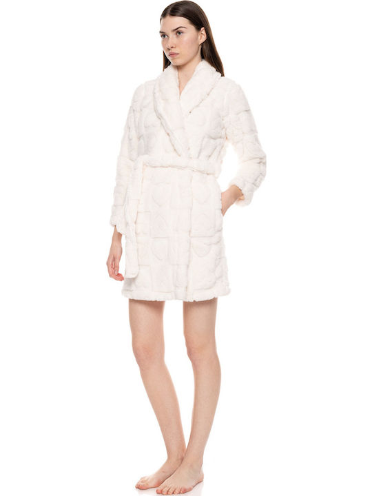 Pink Label Winter Damen Vlies Robe White