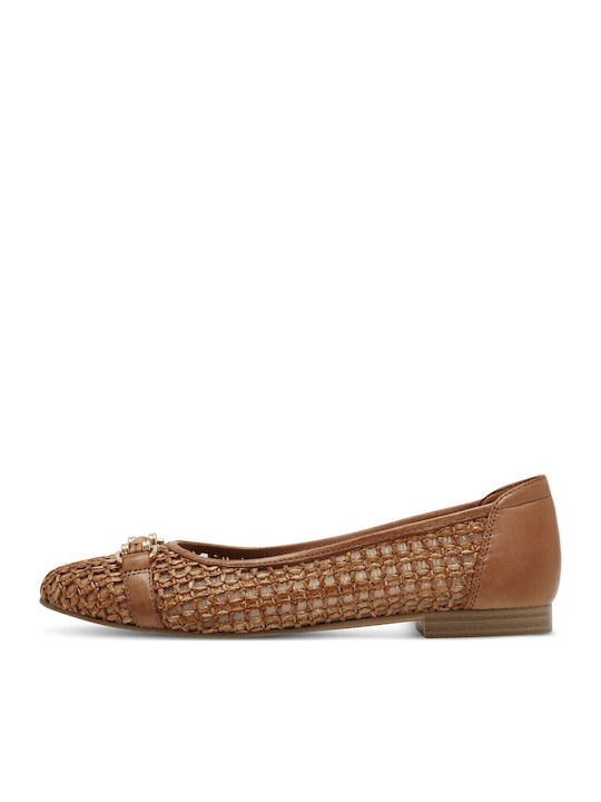 Tamaris Leather Women's Ballerina Shoes Tabac Brown Tamaris Leather Women's Ballerina Shoes Tabac Brown