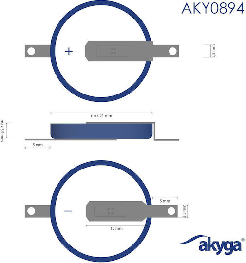 Akyga St2nb Μπαταρία Λιθίου Ρολογιών CR2032 3V 1τμχ