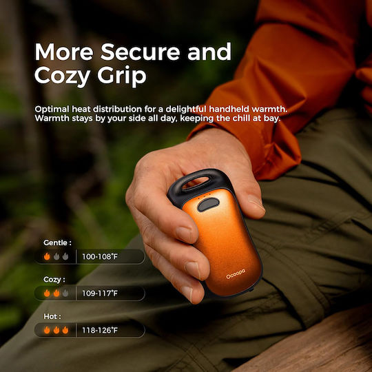 Ocoopa Hand Warmer Ut4 Urban Ut3061 Og Usb-c Ip45 Adjustable Heat Magnetic Strap 2x 3000mah Orange