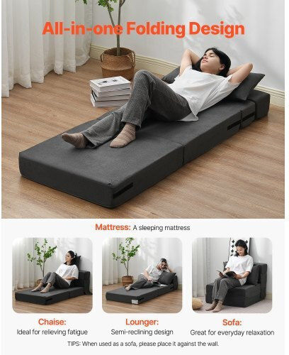 Vielseitiger Sitzsack Kanape Schwarz-Grau 186x73x15cm