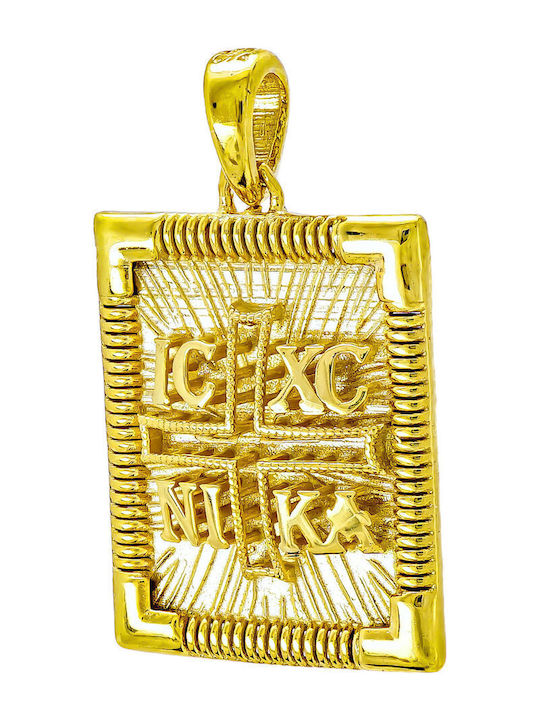 Kiriakos Gofas Pendant Kids Talisman Double Sided with Chain Konstantinato made of Gold 9K KN558
