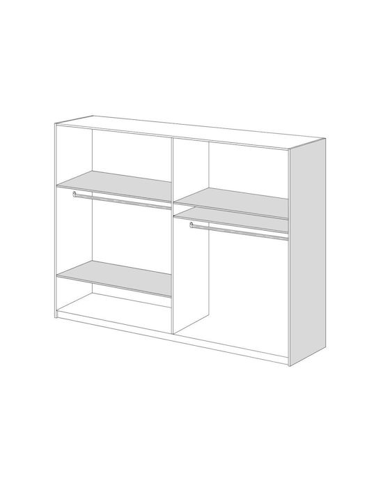 Τετράφυλλη Ντουλάπα με Πατάρι Καρυδί 182x60x220cm