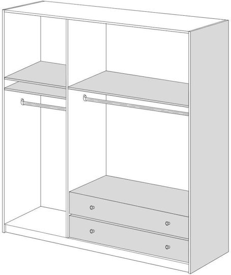 Τρίφυλλη Ντουλάπα με Πατάρι 152x60x233cm Λαττέ
