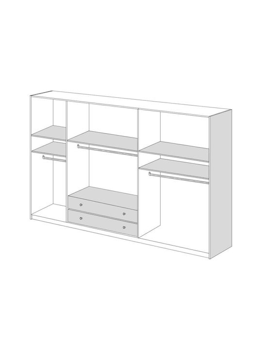 Fünf Türen Kleiderschrank mit Aufsatz Latte 252x60x233cm
