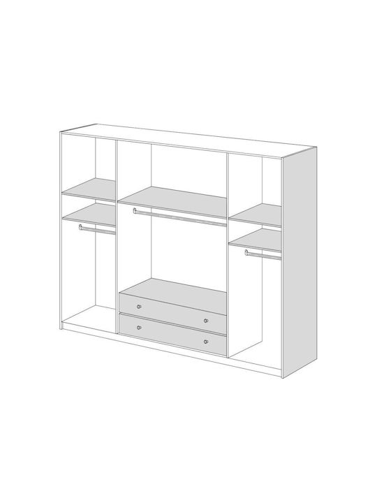 Vier Türen Kleiderschrank mit Aufsatz Walnut 202x60x233cm