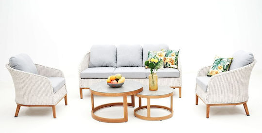 Garten- und Outdoor-Möbelsets Wohnzimmer Ibiza 5 Stück Natur mit Kissen E6875