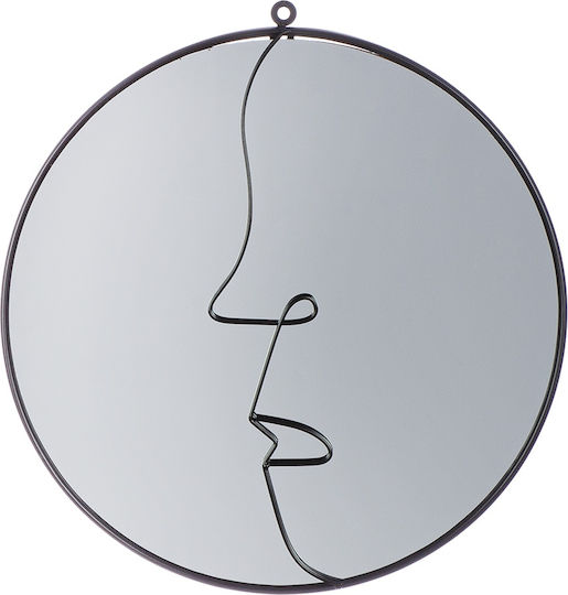 ArteLibre Face Wandspiegel mit Schwarz Metallisch Rahmen Durchmesser 40cm 1Stück