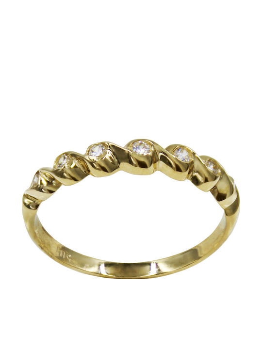 Roloi Kaliamanis Damen Ring Halbring mit Zirkonia aus Gold 14K