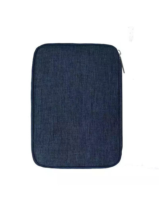 Geantă textilă pentru depozitarea cablurilor, căștilor, accesoriilor electronice Tecos, închidere cu fermoar, curele elastice, impermeabilă, 24,5x18x10cm, albastru
