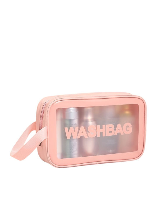 Travel Cosmetic Bag Set Tecos 6 Different Sizes Waterproof Pink