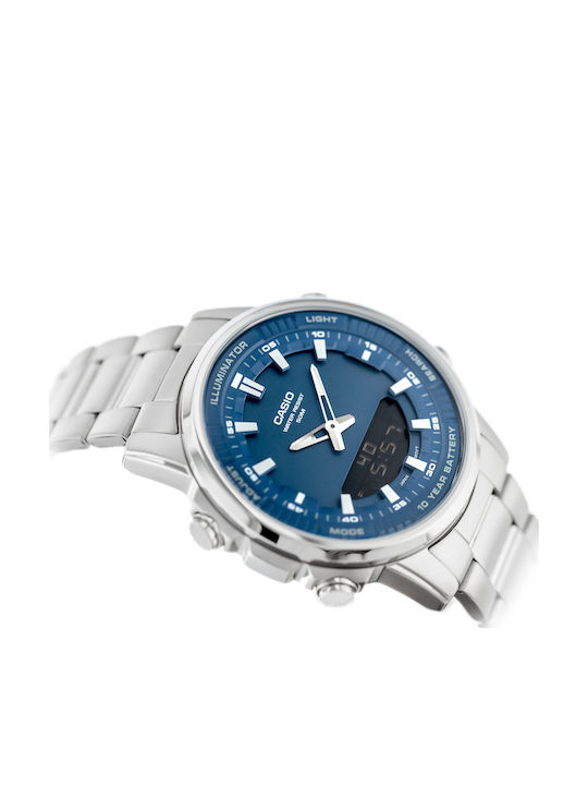 Casio Men's Watch 50mm Battery with Silver Metal Bracelet