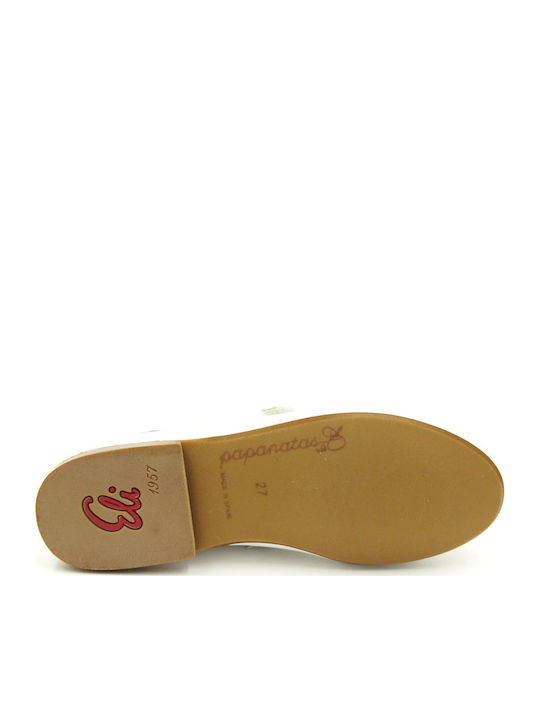 Kids Leather Ballerinas with Hoop & Loop Closure White