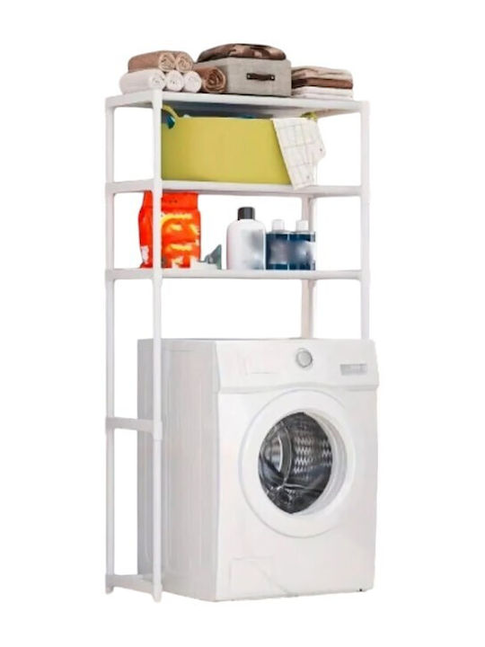52024919 Boden Badezimmerregal Metallisch 63x30x154cm Weiß