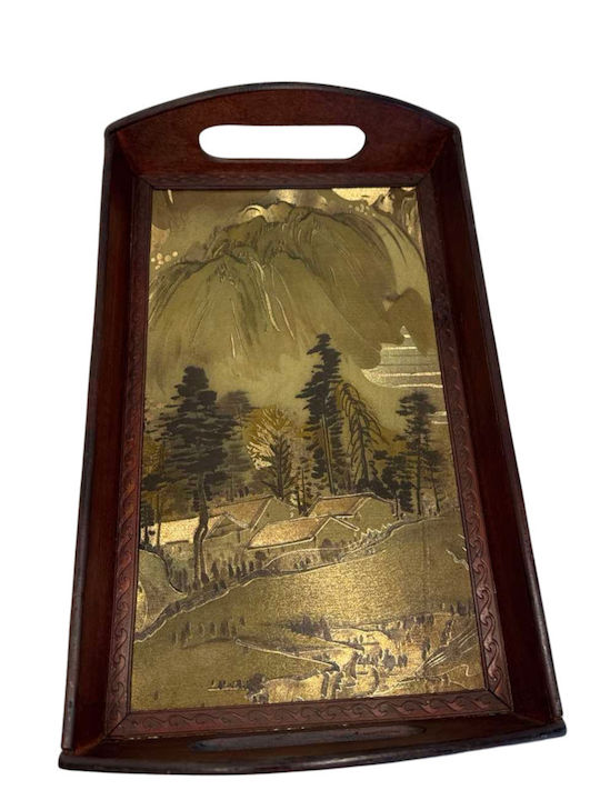Epiplo-Fos Wooden Rectangular Serving Tray with Handles 21x34x6cm 0200230 1pcs