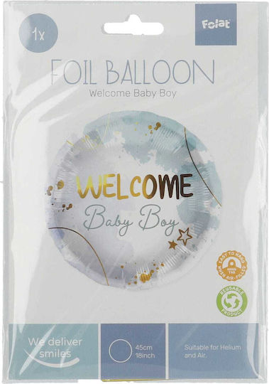Μπαλόνι Γέννησης Μωρού Foil Μπλε 18″ Welcome 45εκ.