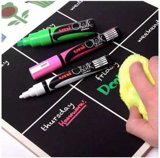 Uni-Ball Chalk Marker PWE-5M Marker Green Blackboard Liquid Chalk for Glass Στρογγυλή Μύτη 1.8-2.5mm