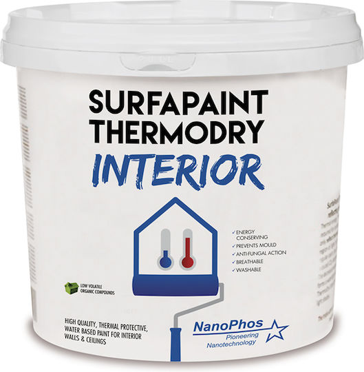 Nanophos SurfaPaint ThermoDry Interior Πλαστικό Χρώμα Ακρυλικό Θερμομονωτικό για Εσωτερική Χρήση 3lt