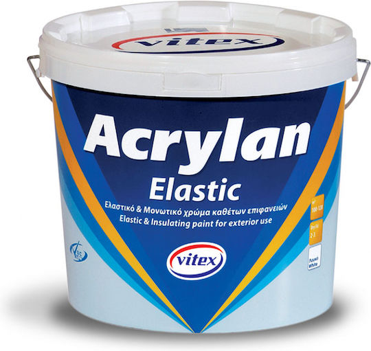 Vitex Acrylan Elastic Plastic Acrilyc Paint for Exterior Use White 10lt Αδιάβροχο