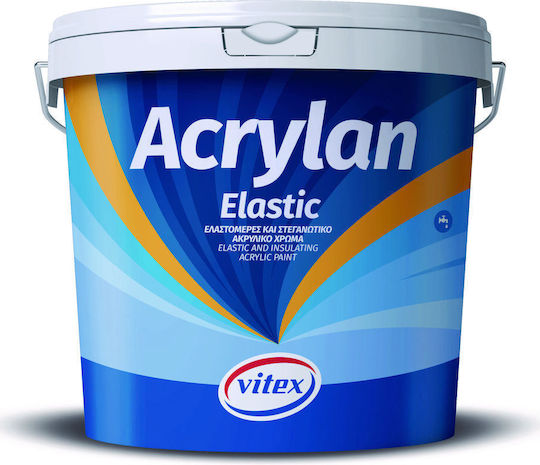 Vitex Acrylan Elastic Plastic Acrilyc Paint for Exterior Use White 10lt Αδιάβροχο