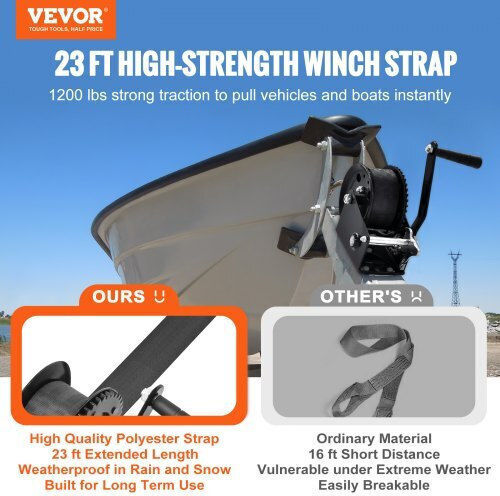 Vevor 550 Kg Manual Winch Strap 2-Way Ratchet Boats ATVs Trailers