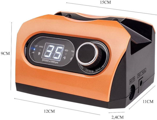 Mixcoco ZS-717 Τροχός Νυχιών Ρεύματος 85W Πορτοκαλί 45000 Στροφών με Πεντάλ