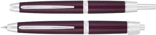 Pilot LS Rhodium Stilou Medium Violet Din Aluminiu Cu Cerneală Roșie