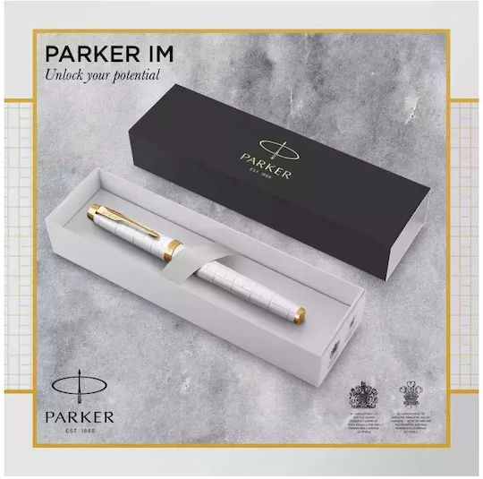 Parker I.M. Premium Писалка Medium Бяла от Inox с Червено Мастило