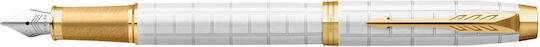 Parker Im Premium Pearl Gt Σετ Πένα Γραφής Fine Λευκή με Μπλε Μελάνι