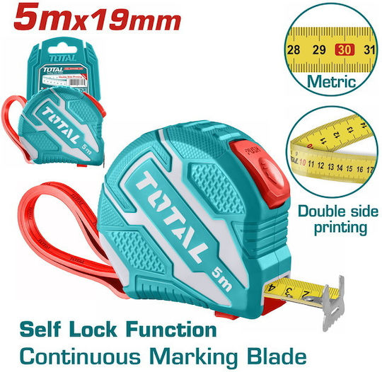 Total Tape Measure with Auto-Rewind 19mm x 5m
