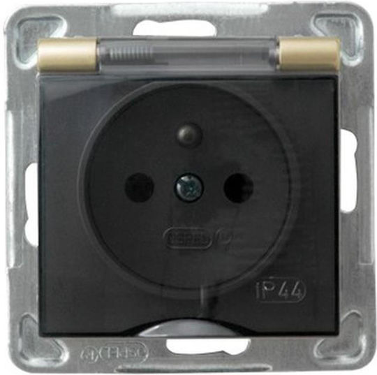 Ospel Impresja Single Walled Power Socket Waterproof with Lid Gold