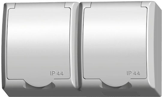 Ospel Fala Double External Waterproof Power Socket with Lid White