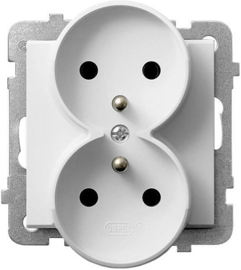 Ospel Sonata Dublă Mortice Priză Electrică Albă