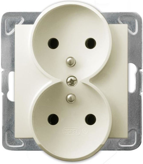 Ospel Impresja Double Walled Power Socket Ecru