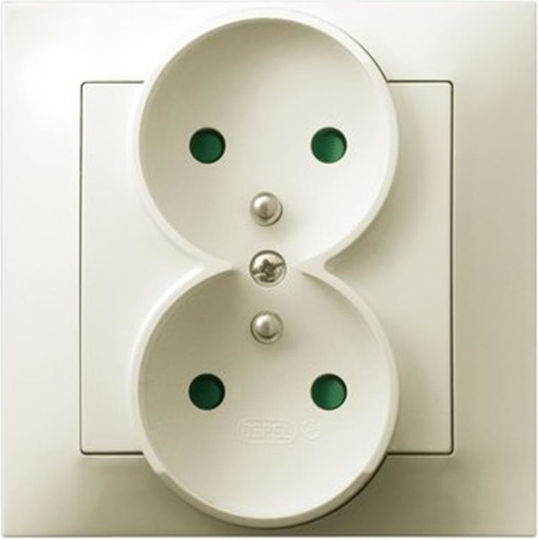 Ospel Impresja Double Walled Power Socket with Ecru Lid