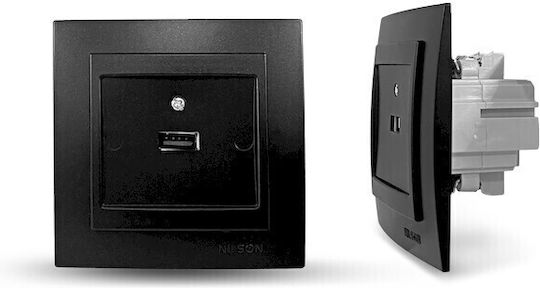 Geyer Geyer Wasserdichte Steckdose mit 1 USB-Anschluss Schwarz