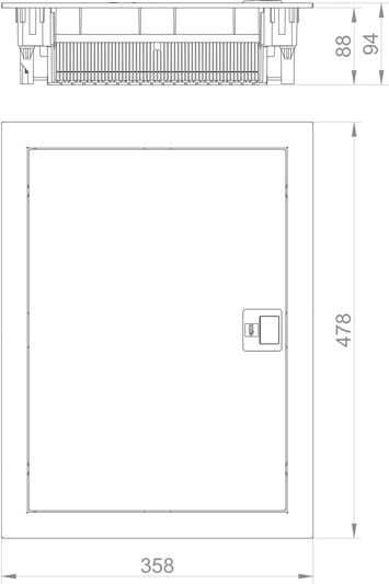 Elektro Plast Elektrischer Sicherungskasten Wandmontage, 2 Reihen, 12 Elemente B358xH478xT94mm
