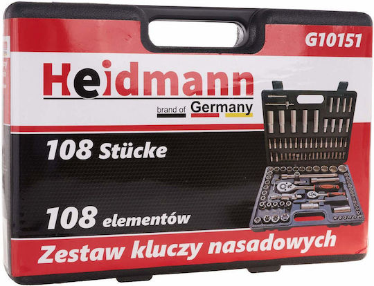 Geko L-Tech Set de chei tubulare și clichet 1\2" & 1\4" 108buc