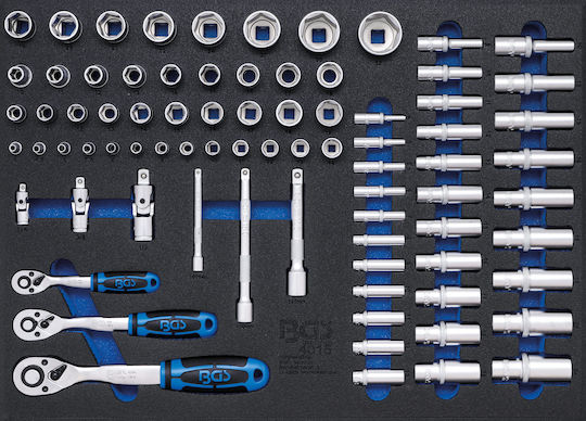 BGS Technic Ратчетни и гнездови гарнитури 1\2" & 1\4" & 3\8" 80бр