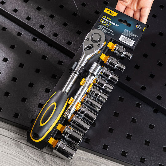 Deli Ratschen- & Steckschlüssel-Sets 1\2" 12Stück