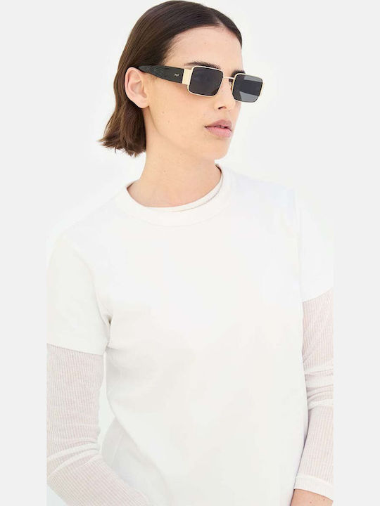 Retrosuperfuture Unisex Sunglasses with Gold Metal Frame and Gray Lens