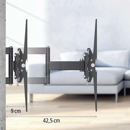 HAMA Fullmotion Βάση Τηλεόρασης Τοίχου έως 65" Μαύρο