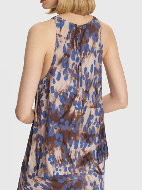 Γυναικείο Crop Top Ντραπέ Αμάνικο Animal Print Multicolor
