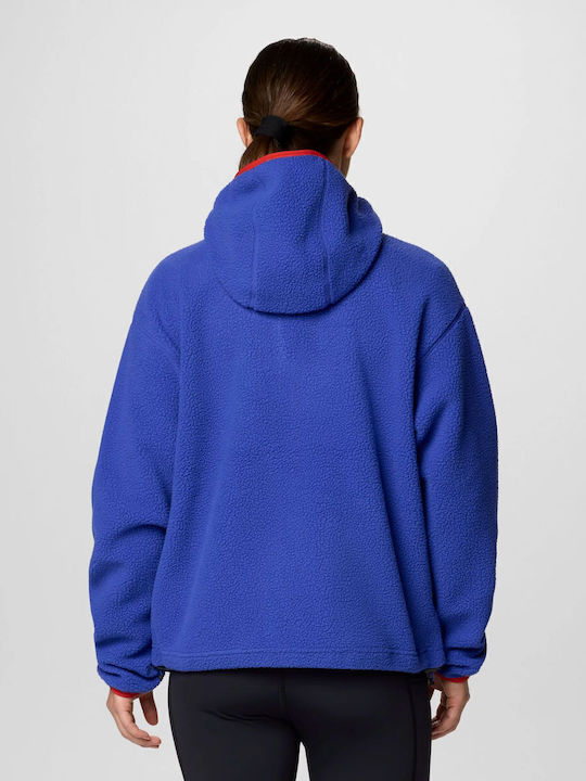 Χειμερινή Γυναικεία Fleece Μπλούζα με Κουκούλα Clematis Blue