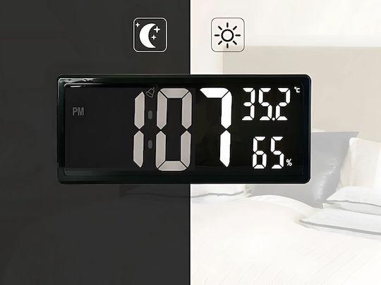 Verk Group Tischuhr Digital LED Mit Wecker Schwarze