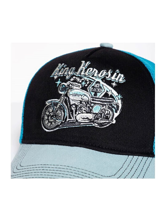 King Kerosin Cap Light Blue Black Embroidery King Kerosin Acer Racer Cap Black Blue Kki3c001-224