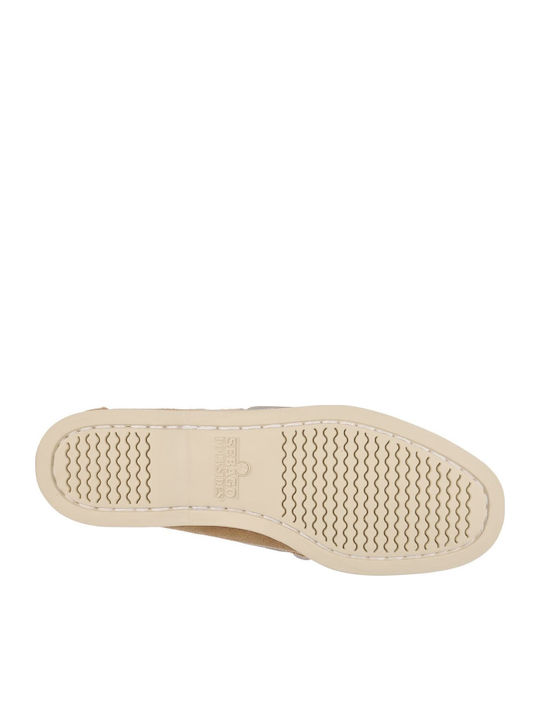 Portland Flesh Out Leather Women's Boat Shoes in Beige Color