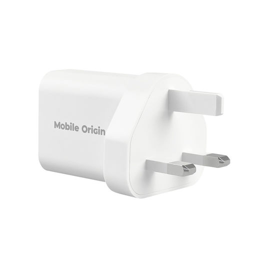 Mobile Origin Φορτιστής Χωρίς Καλώδιο GaN με Θύρα USB-A και Θύρα USB-C 30W Power Delivery Λευκός (MO14 EU,USA,UK,AUS)