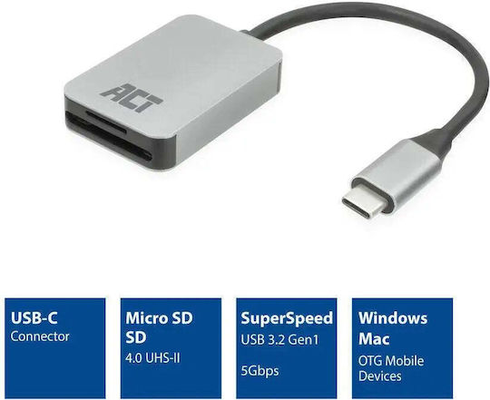 Act Ac7056 Sd Micro Sd Card Reader Sdxc Usb-c